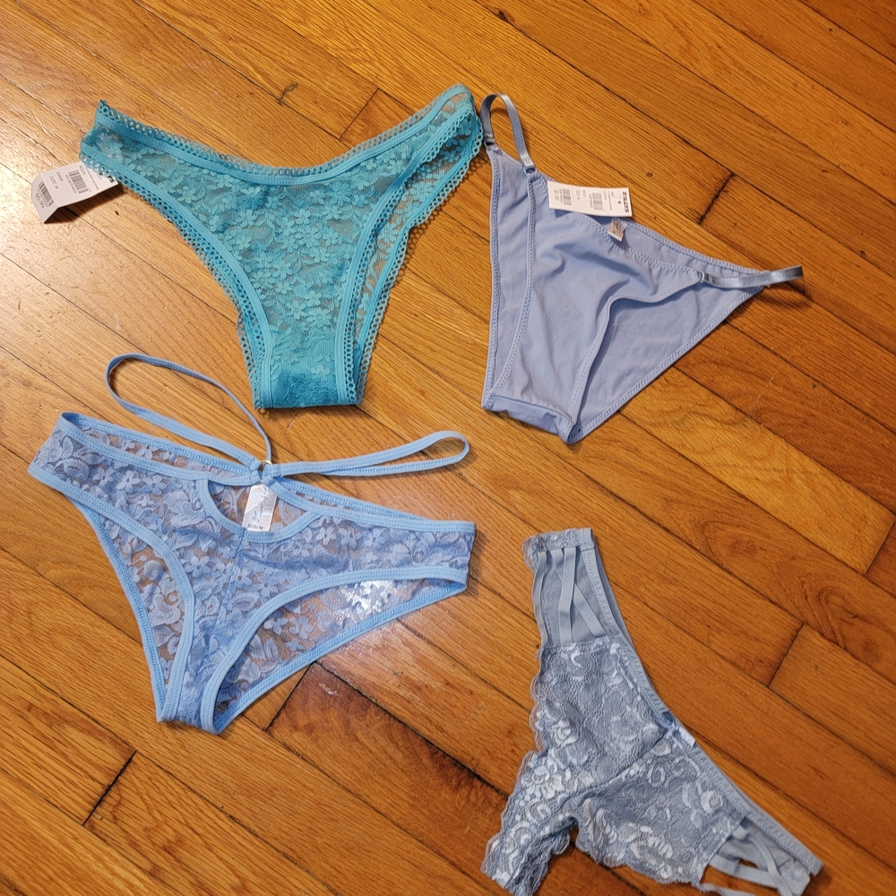 Full Tilt Blue and Light Blue Lace Panty Set